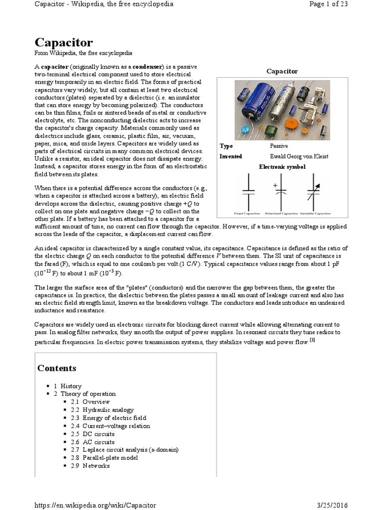 Capacitor Capacitor Dielectric