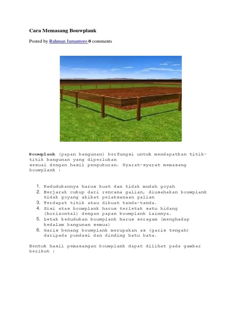 Cara Memasang Bouwplank | PDF