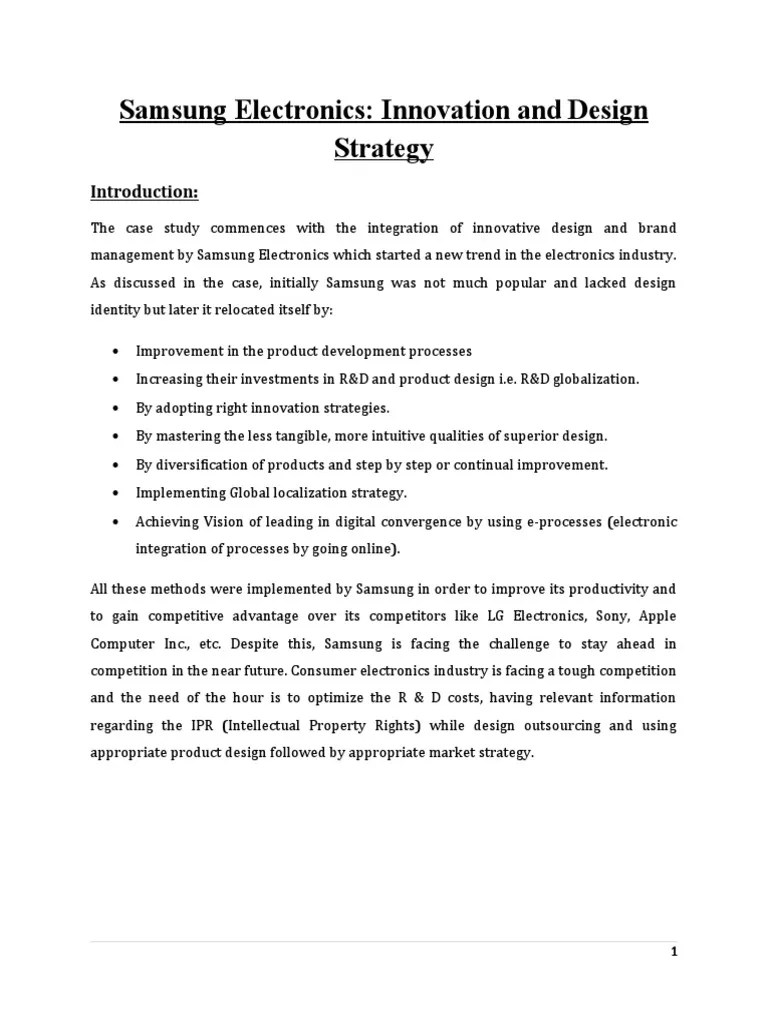 Samsung Electronics - Innovation And Design Strategy | PDF | Samsung Electronics | Research And ...