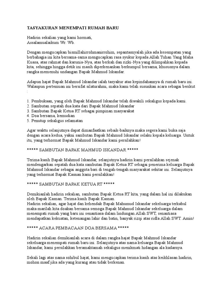 Tasyakuran Menempati Rumah Baru | PDF
