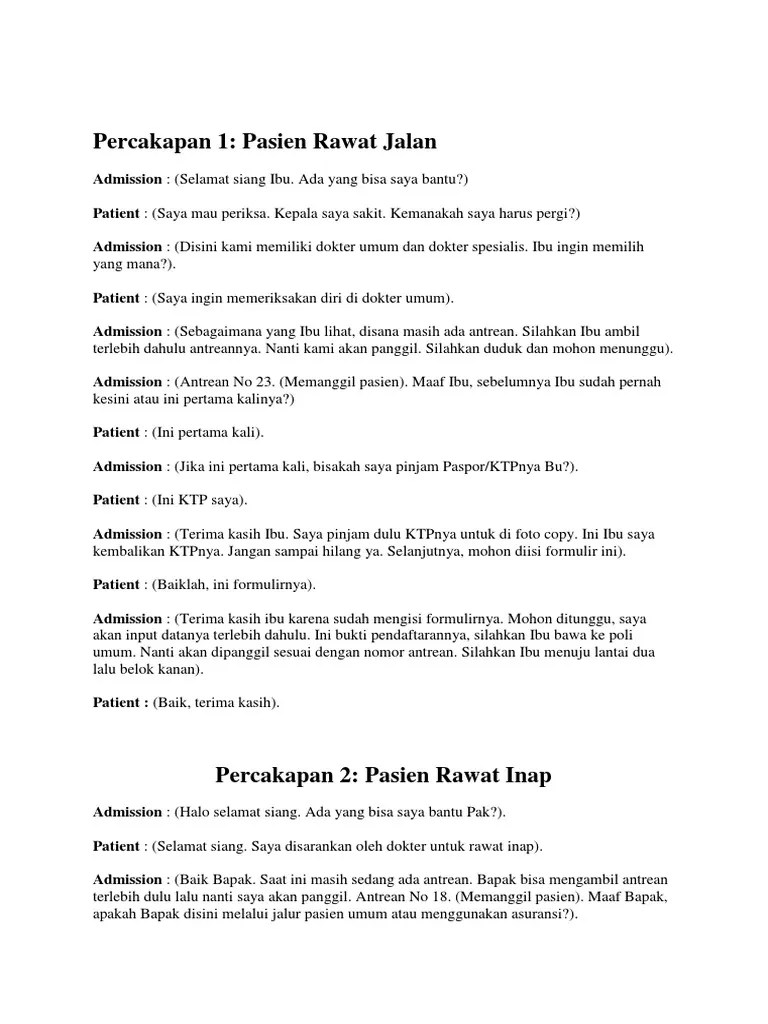 Percakapan Petugas Kesehatan | PDF