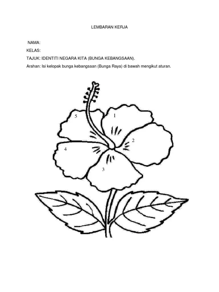 Lukisan bunga raya merah bahan : Lembaran Kerja Bunga Raya Pdf
