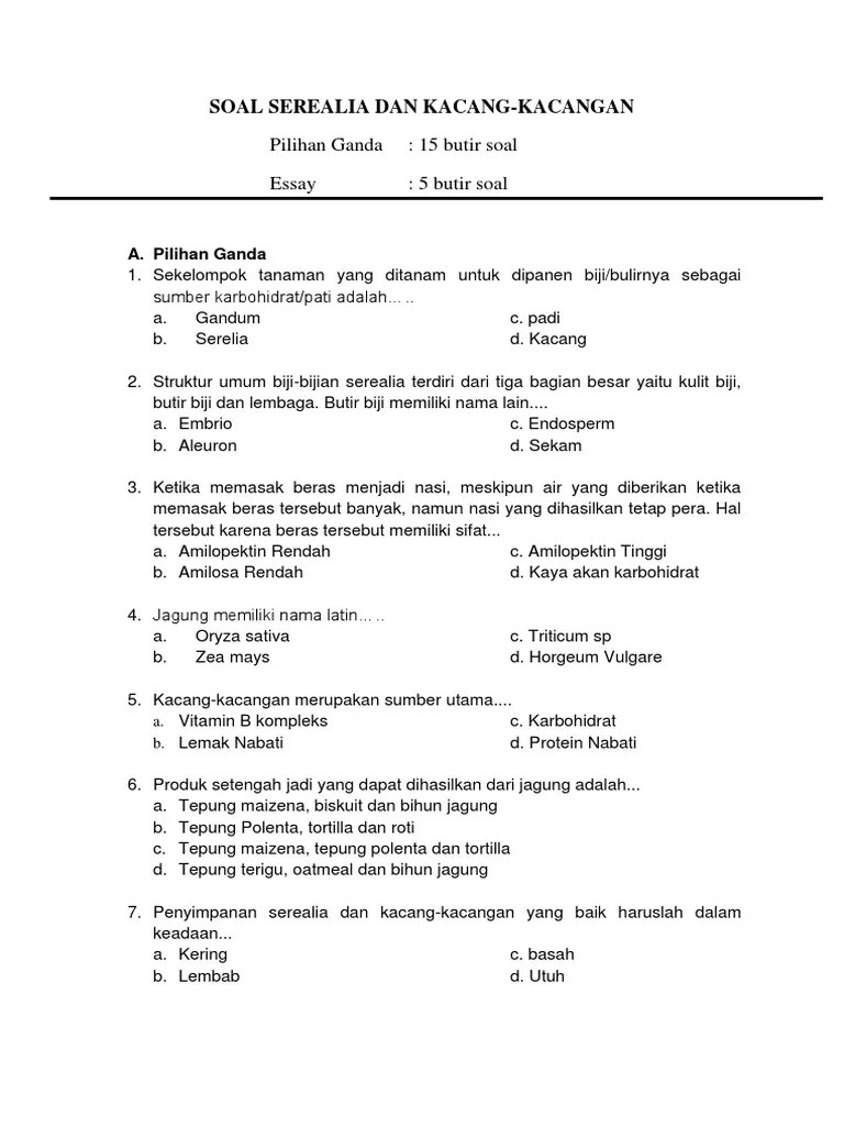 Soal Serealia+jawaban | PDF