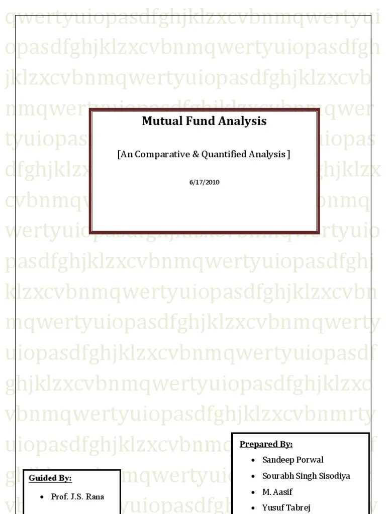Mutual Fund Analysis: (An Comparative & Quantified Analysis) | PDF ...