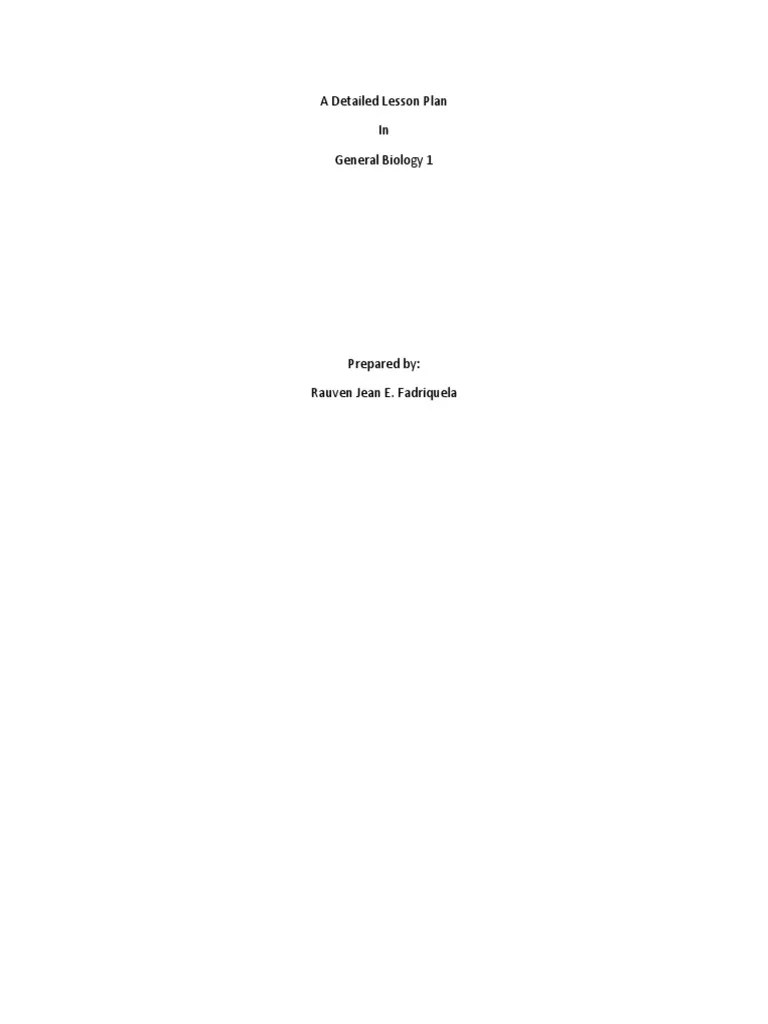 A Detailed Lesson Plan In General Biology 1 | PDF
