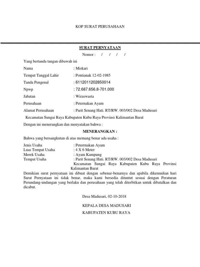 Yang bertanda tangan dibawah ini, kepala desa ………….…………. Kop Surat Perusahaan Pdf