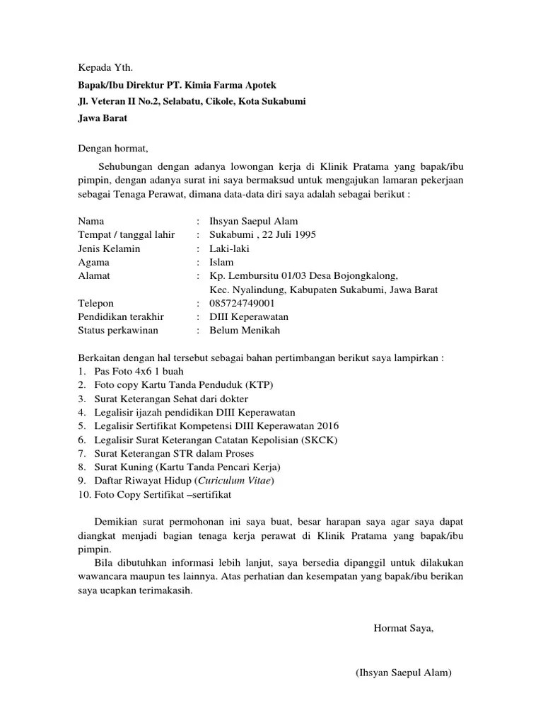 Contoh lamaran kerja perawat tulis tangan. Contoh Surat Lamaran Pekerjaan Perawat 2016 Kumpulan Contoh Surat Dan Soal Terlengkap