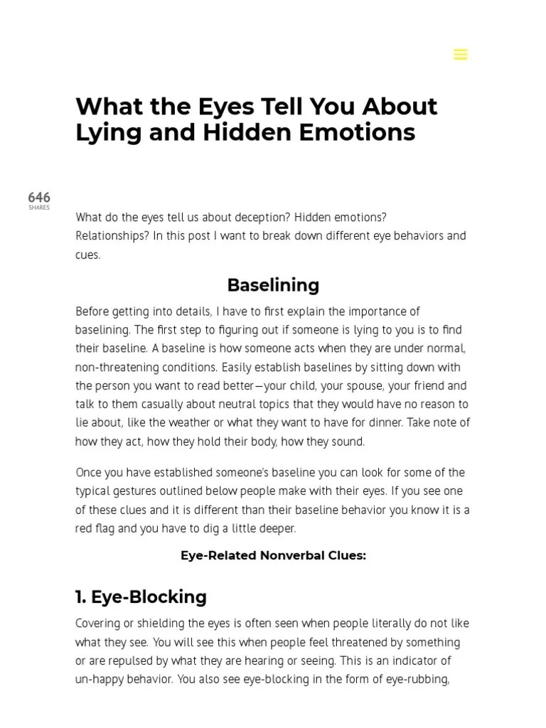 What The Eyes Tell You About Lying And Hidden Emotions - Science Of ...