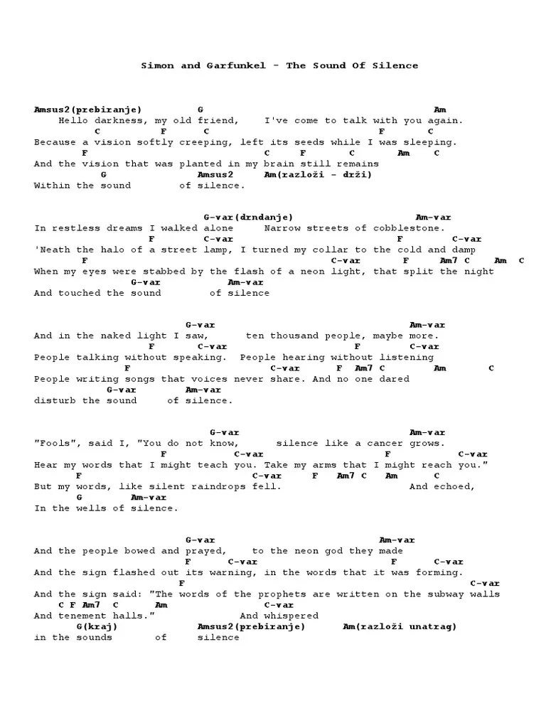 Simon And Garfunkel - The Sound Of Silence | PDF