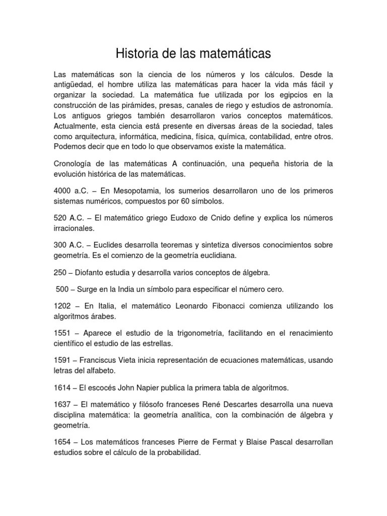 Historia De Las Matemáticas | Descargar Gratis PDF | Enseñanza De Matemática | Geometría