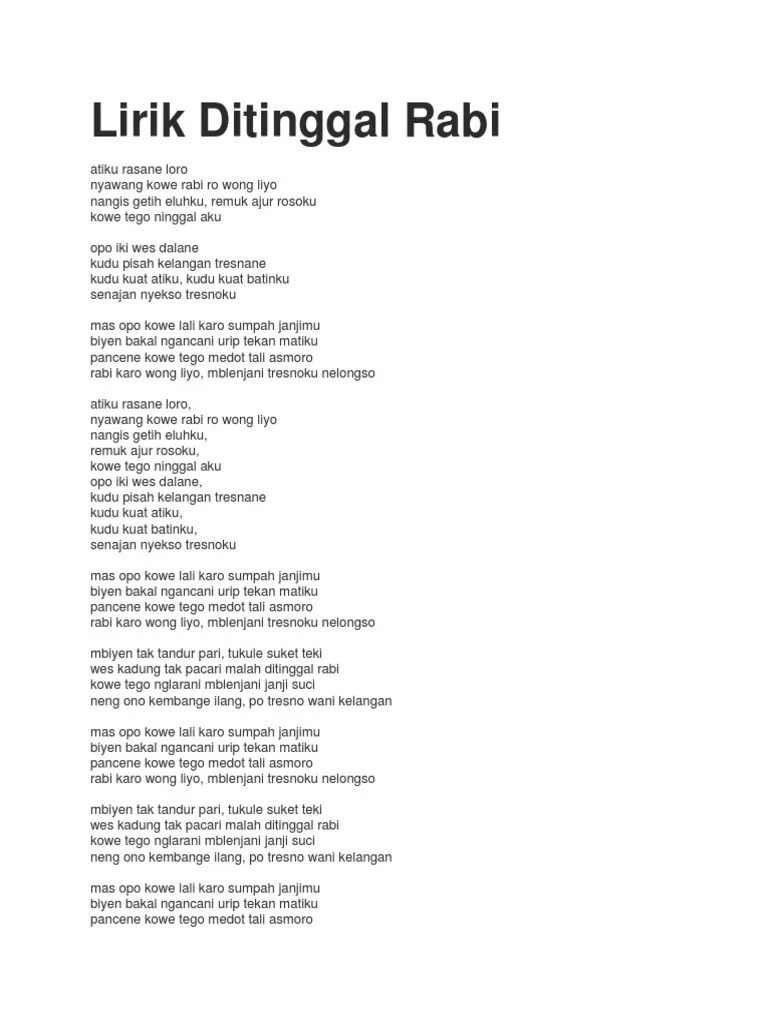 Lirik Lagu Ngobati Loroku