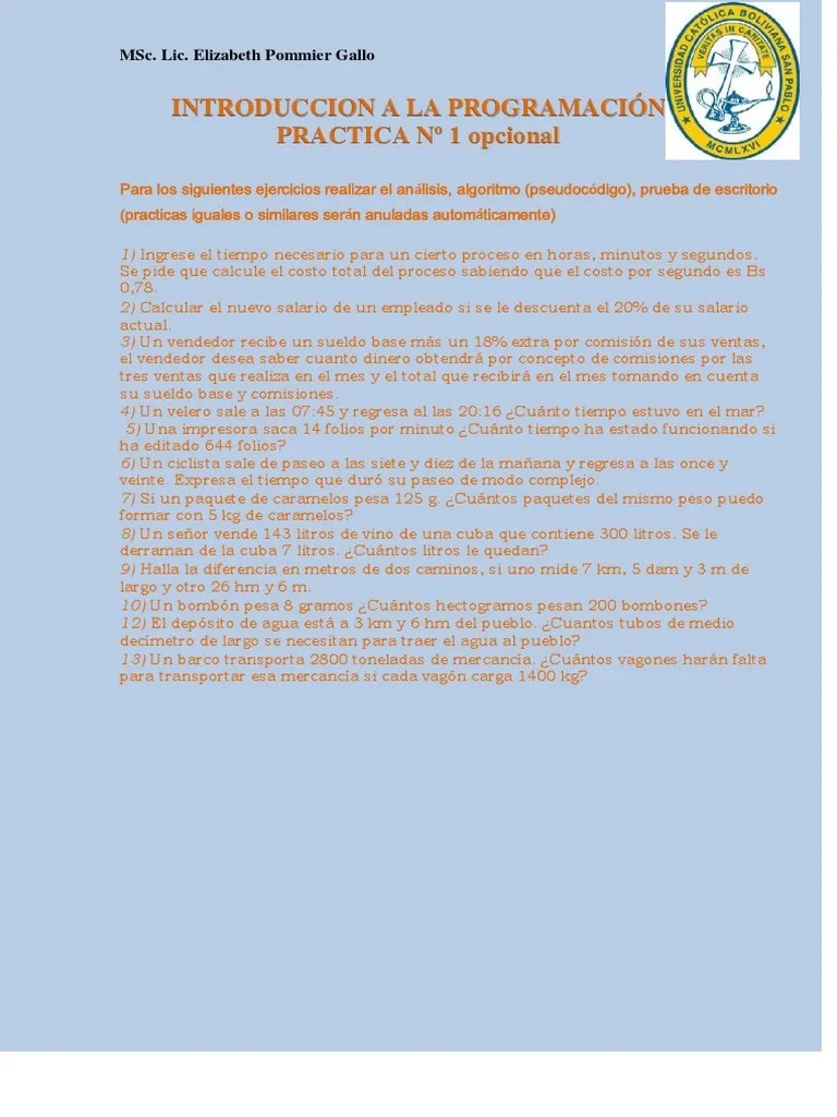 Ejercicios Algoritmos | PDF