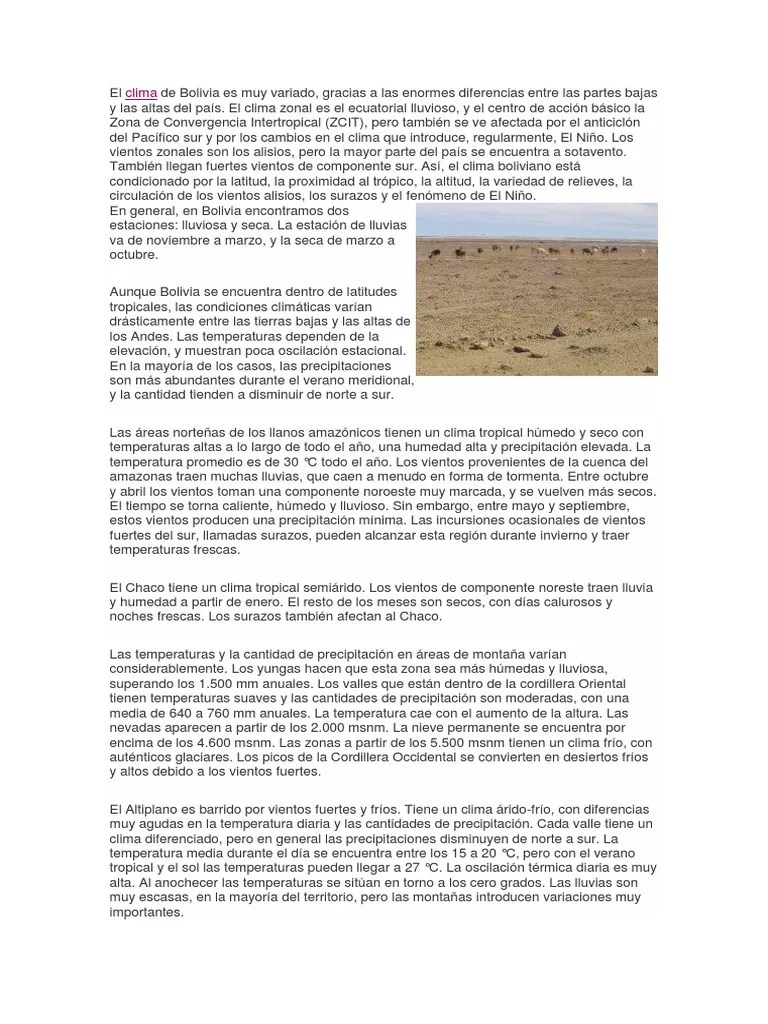 Climas En Bolivia | PDF | Clima | Herida