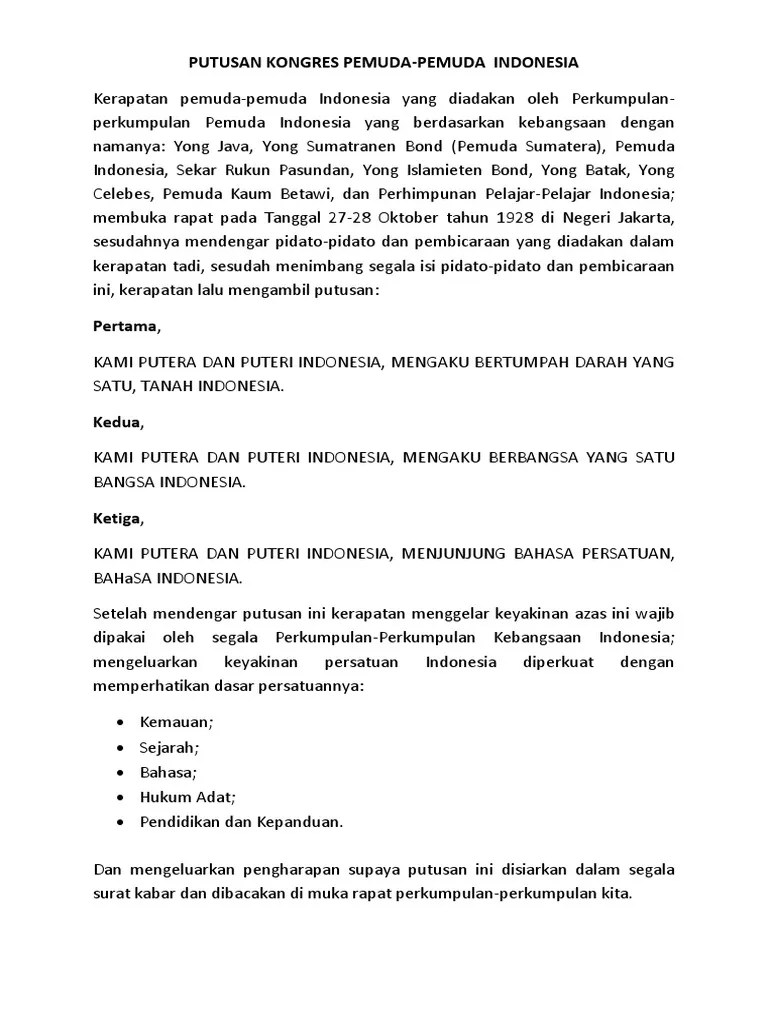 Putusan Kongres Pemuda | PDF