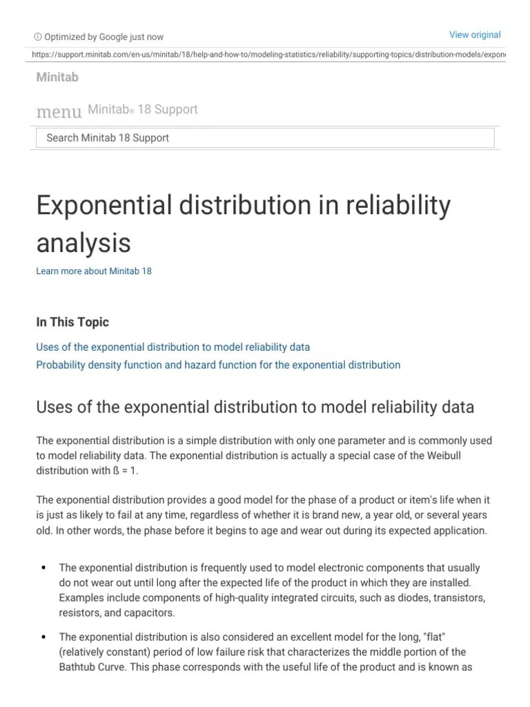 Exponential Distribution In Reliability Analysis - Minitab | PDF | Reliability Engineering ...