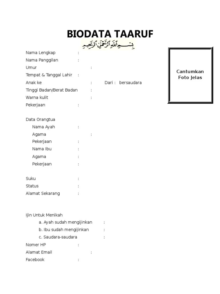 Umat islam harus menjaga dirinya dari orang yang bukan muhrim atau mahramnya. Contoh Cv Taaruf Akhwat Lengkap Pdf | Jilbab Gallery