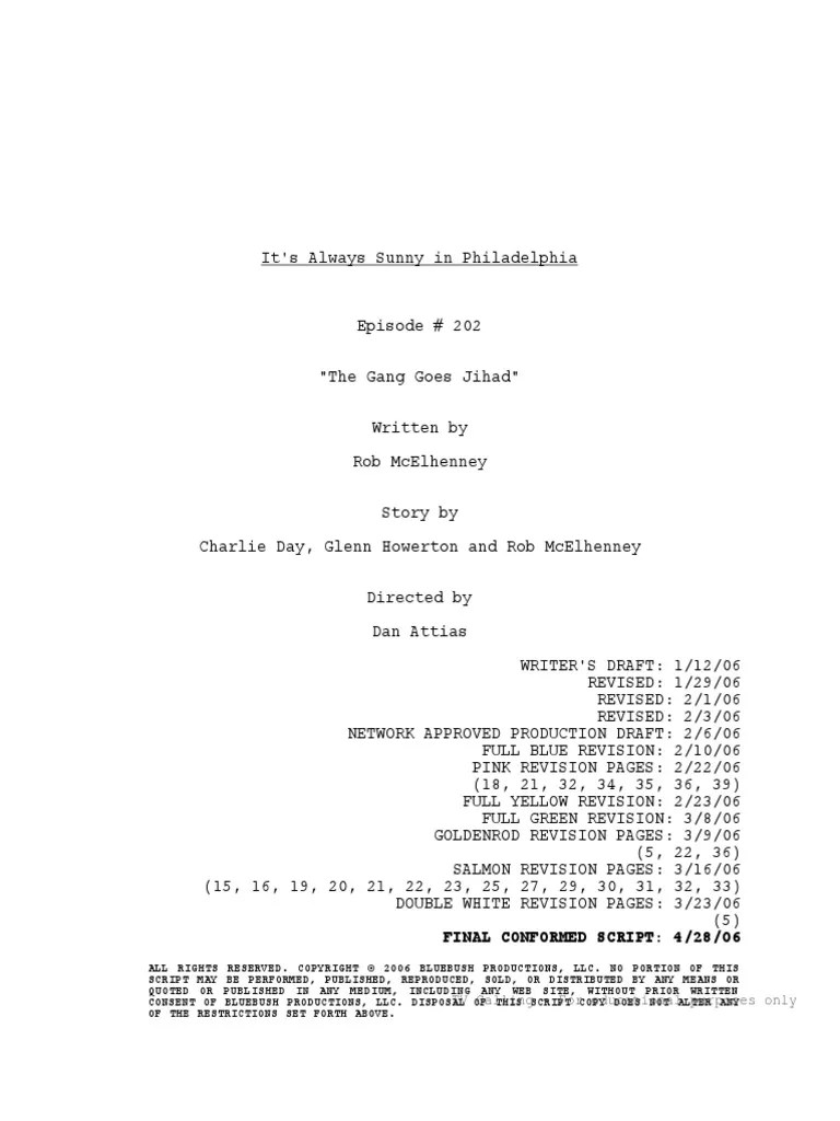 FX - It's Always Sunny In Philadelphia 2x02 (The Gang Goes Jihad) | PDF ...