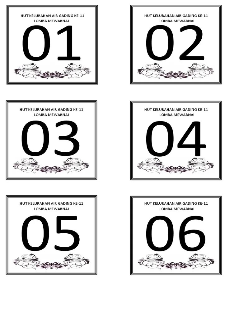 Nomor Peserta Lomba Mewarnai | PDF