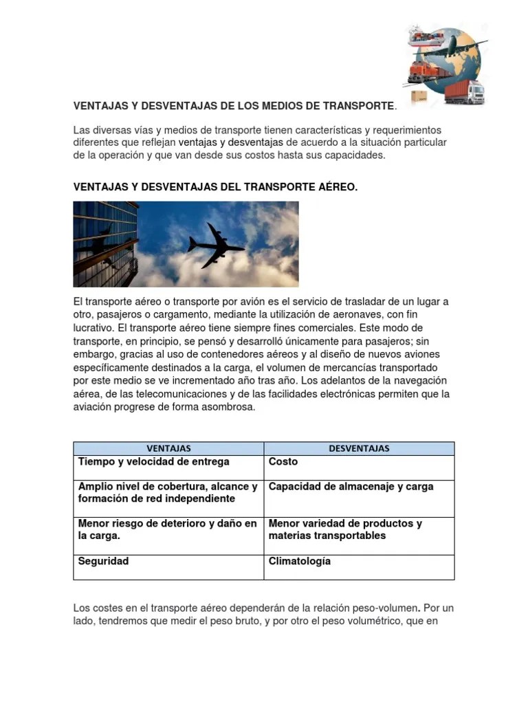 Ventajas Y Desventajas De Los Medios De Transportes | PDF | Aeropuerto | Transporte