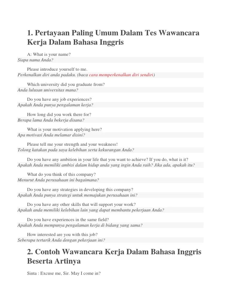 Teks Perkenalkan Diri Dalam Bahasa Inggeris Waktu Interview