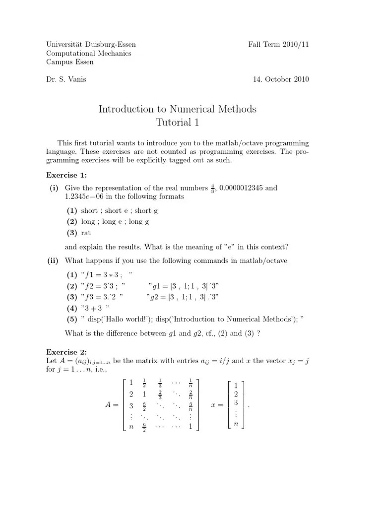 Tutorial 1 | Download Free PDF | Matlab | Matrix (Mathematics)