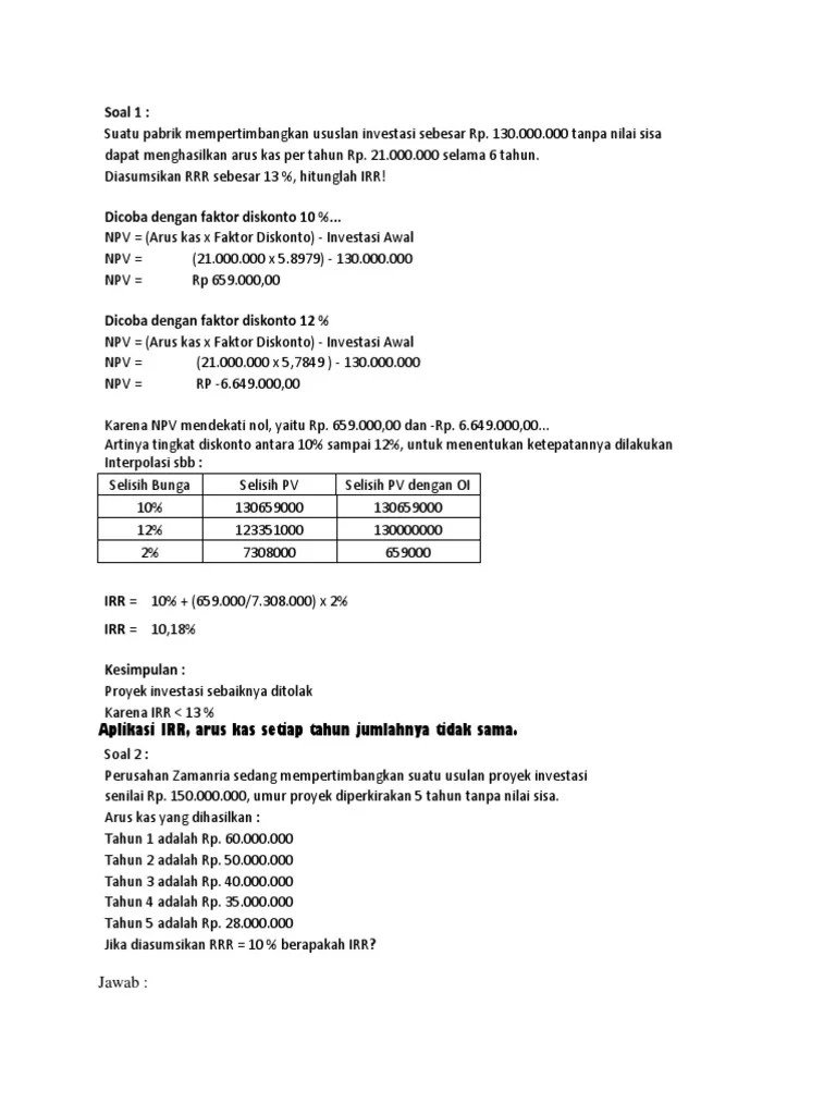 22+ Contoh Soal Dan Jawaban Analisis Keputusan Investasi Information | Newssoal