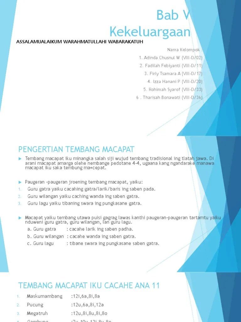 Guru wilangan yaiku cacahing wanda saben sagtra (jumlah suku kata dalam . Booklet: Cacahe Tembang Macapat