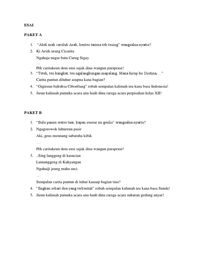 Soal Esai Sunda | PDF