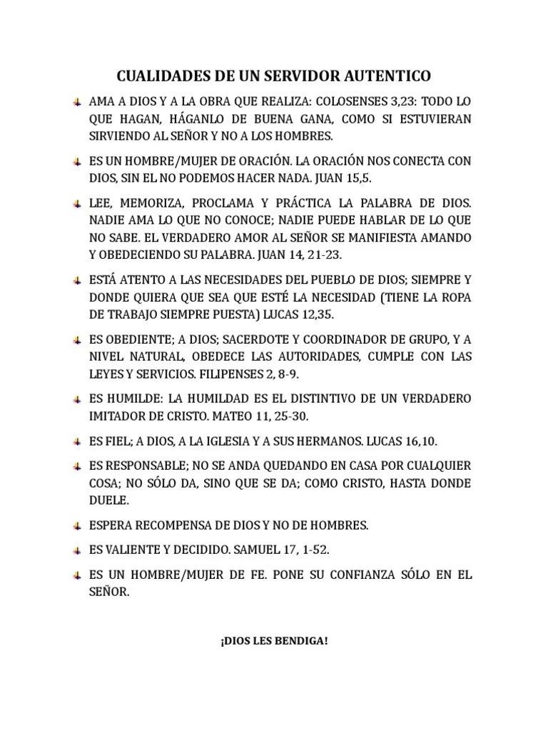 Cualidades De Un Servidor Autentico | PDF | Cristo (título) | Religión Y Creencia