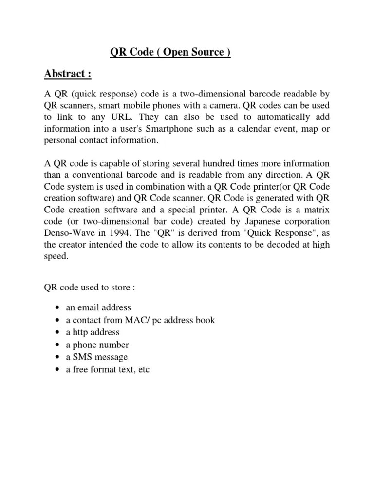 QR Code (Open Source) Abstract | PDF
