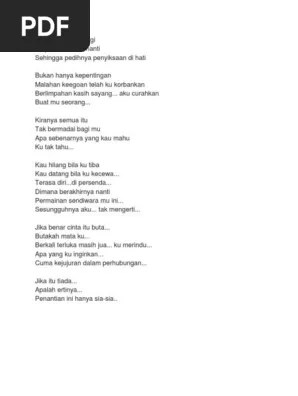 The page contains the lyrics and english translation of the song butakah cinta by spring. Lirik Butakah Cinta Pdf