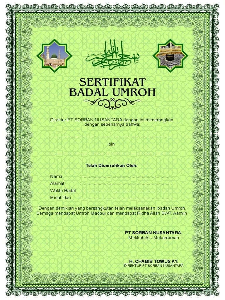Badal Umroh Sertifikat | PDF