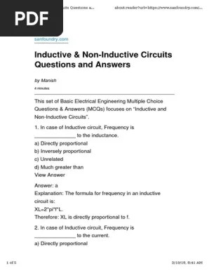 6 Questions On Inductance In A Dc Circuit Inductor