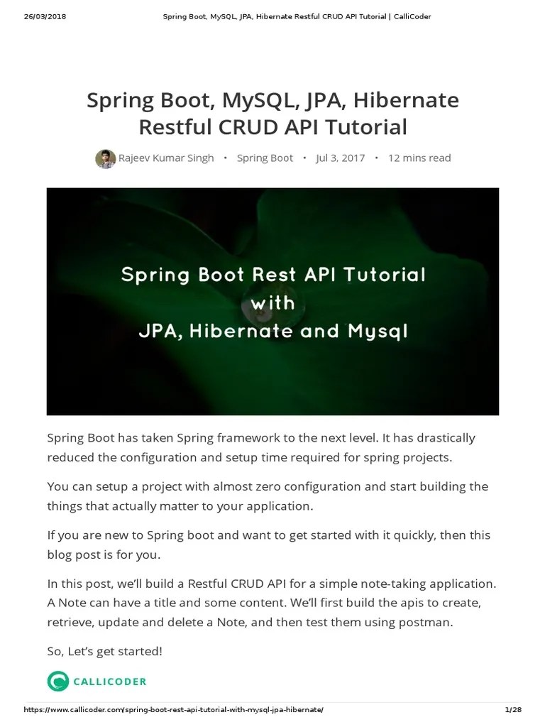 Spring Boot, MySQL, JPA, Hibernate Restful CRUD API Tutorial ...