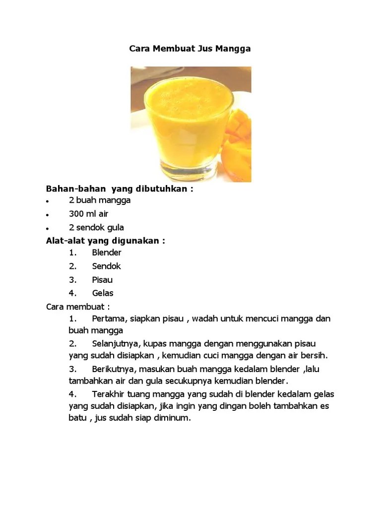 Contoh Teks Prosedur Membuat Jus Mangga – Tulisan