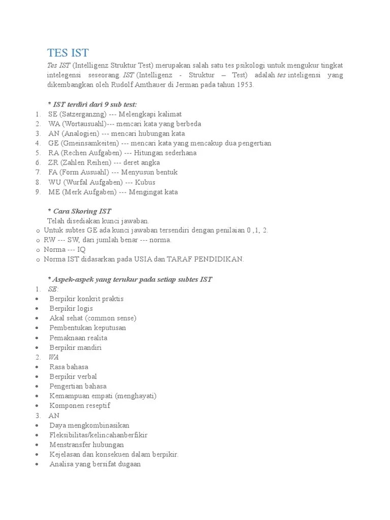 Detail kunci jawaban tes papi kostick pdf dapat kamu nikmati dengan cara klik link download dibawah dengan mudah tanpa iklan yang mengganggu. Tes Ist