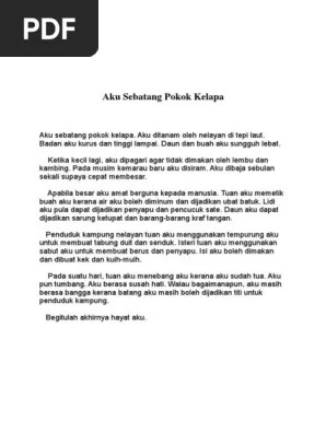 Blog cikgu bm berkongsi penggunaan tatabahasa ejaan kata sendi dan karangan upsr pmr spm untuk murid sekolah kegunaan pokok kelapa sawit . Aku Sebatang Pokok Kelapa Pdf