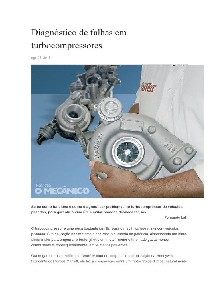 Diagnóstico De Falhas Em Turbocompressores | PDF | Turbocompressor | Óleo De Motor