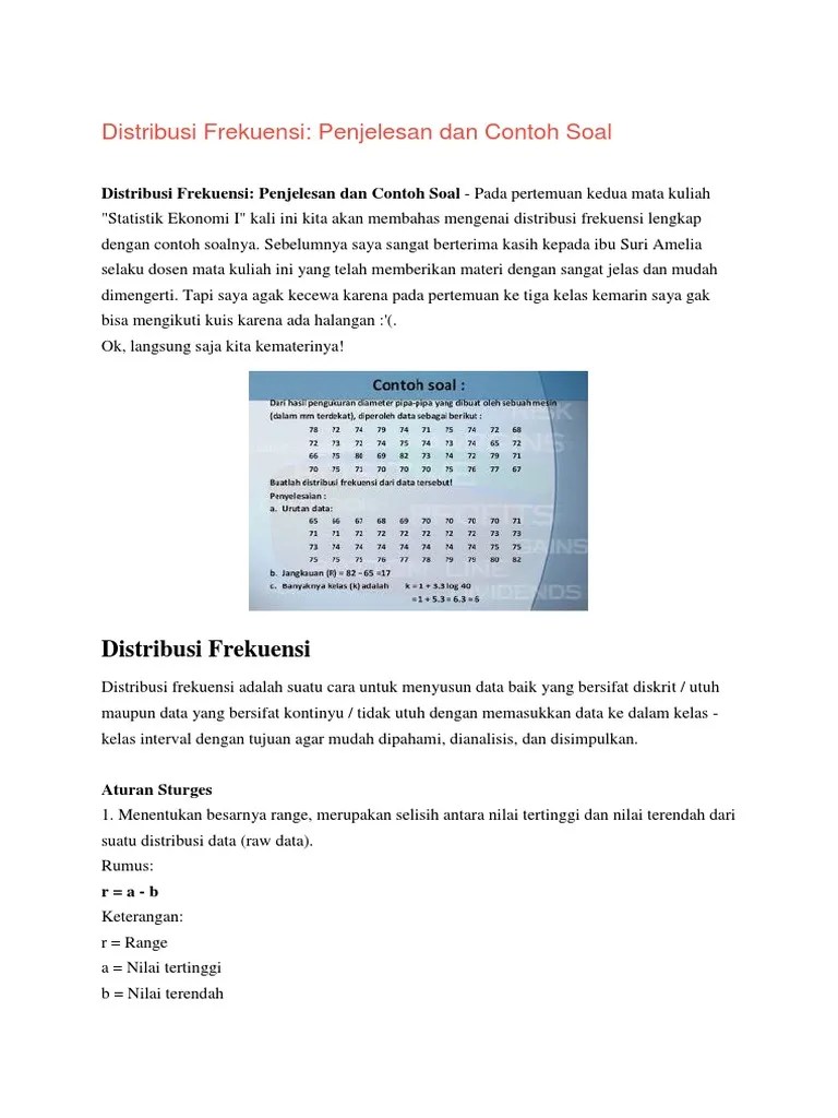 Contoh Soal Distribusi Frekuensi Dan Jawabannya Pdf - Contoh Soal Distribusi Frekuensi Dan Jawabannya Terbaru 2019
