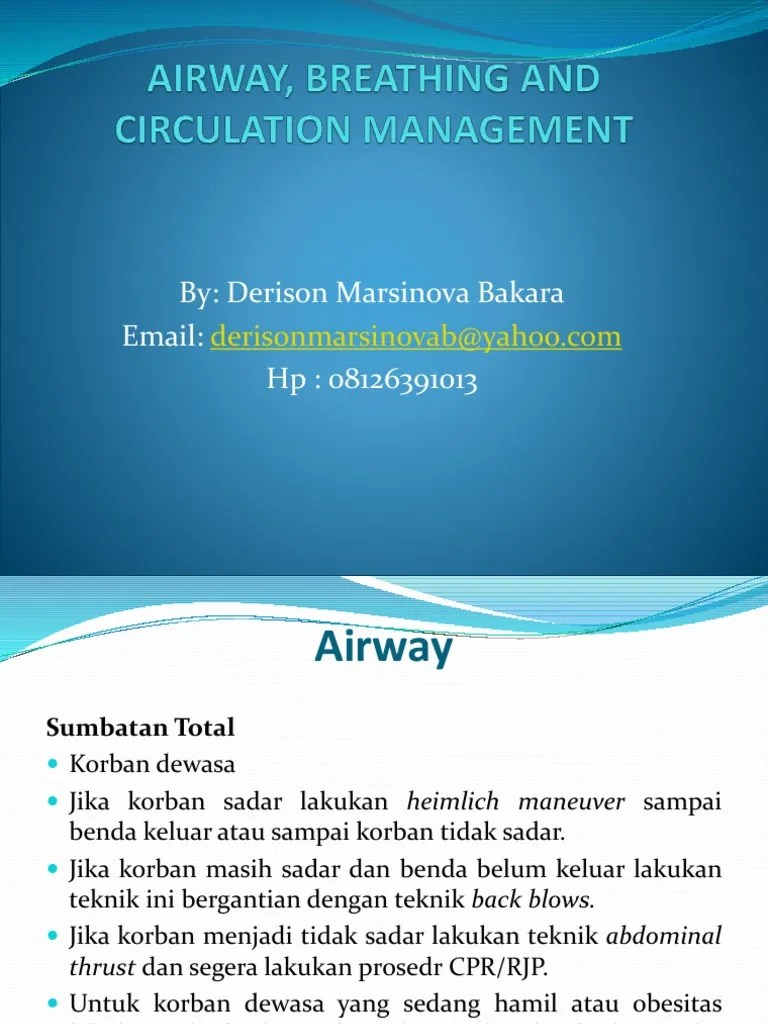 Airway, Breathing And Circulation Management | PDF