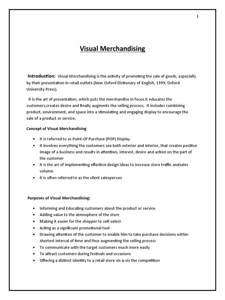 Concept Of Visual Merchandising | PDF | Retail | Business Process
