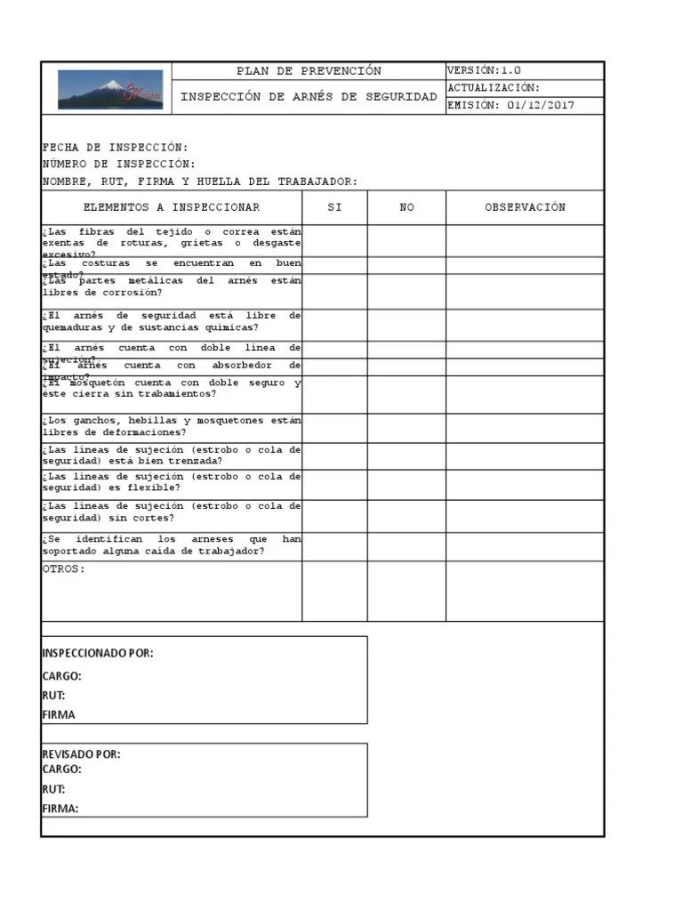 Inspección Arnés Seguridad | PDF