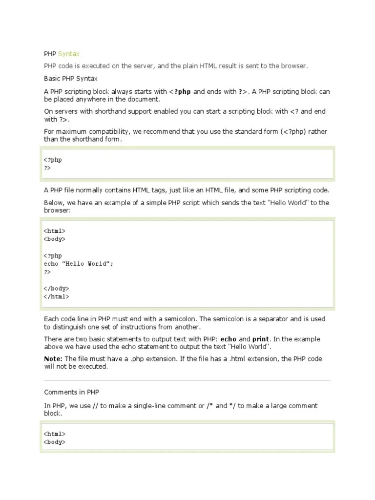 PHP Basic | PDF | Php | Variable (Computer Science)