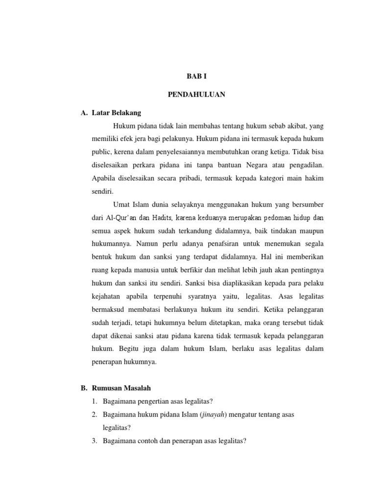 Fiqh Jinayah Asas Legalitas | PDF
