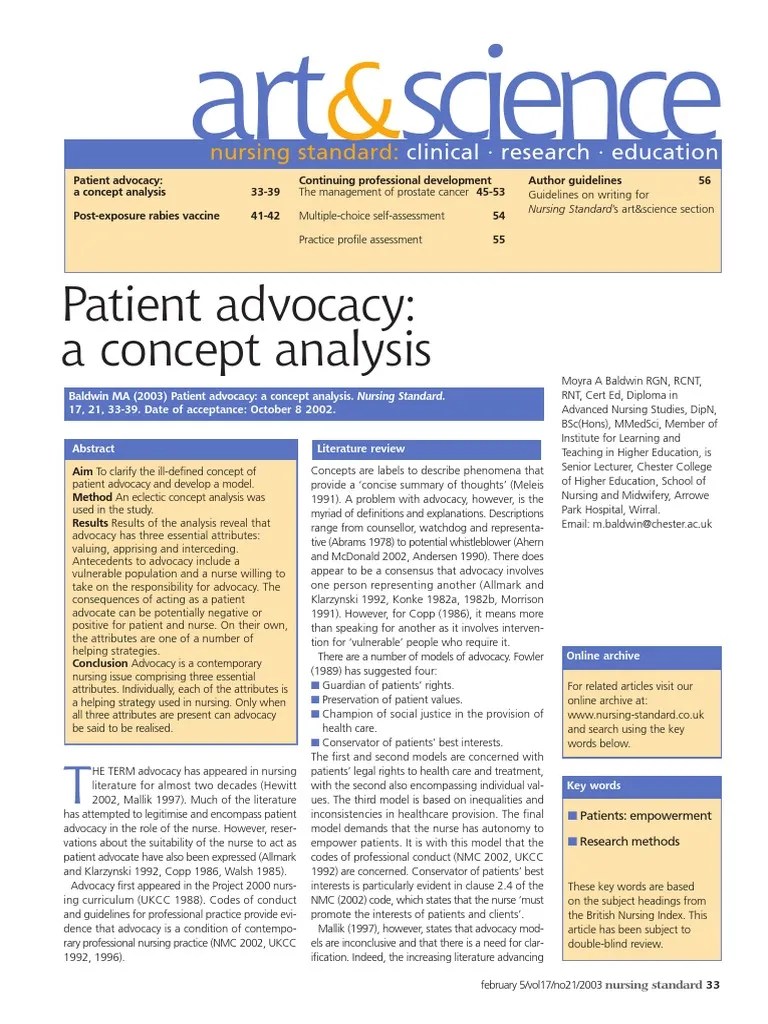 Patient Advocacy A Concept Analysis | PDF | Nursing | Patient