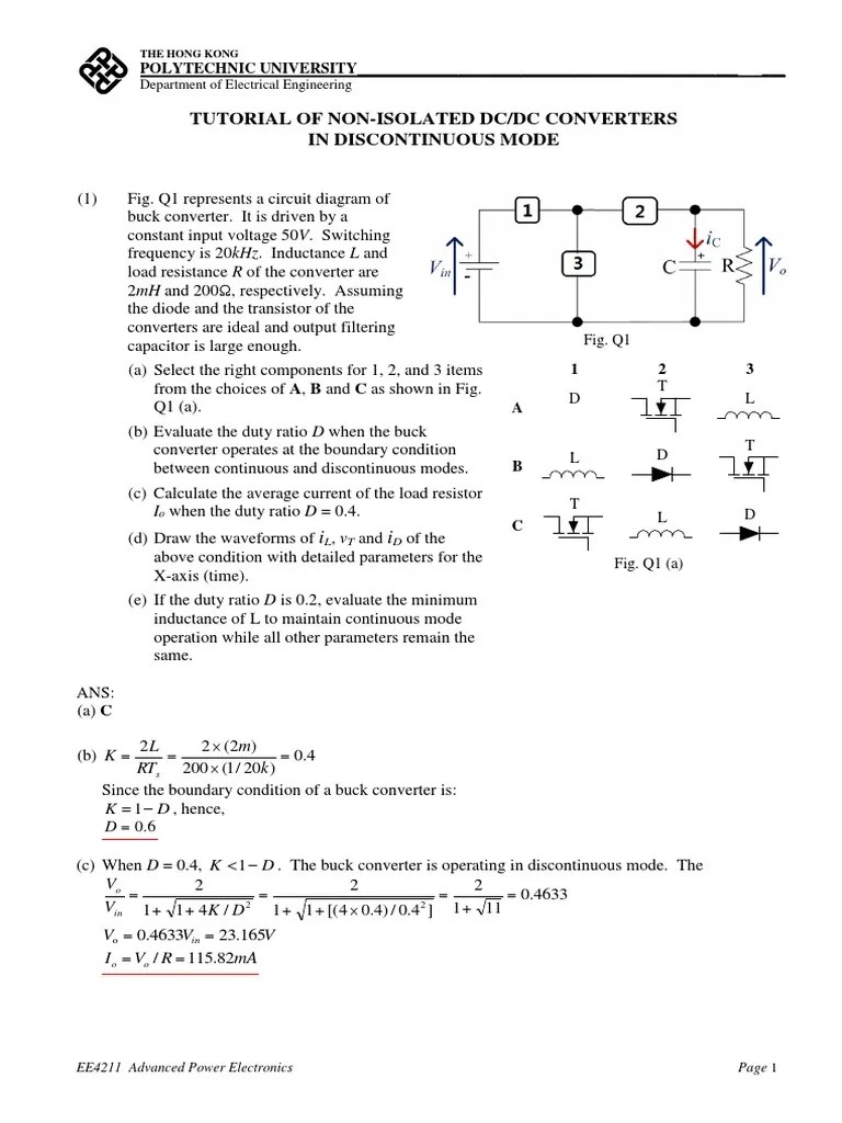 Tutorial Of Non-Isolated DC-DC Converters In Discontinuous Mode (Benny Yeung) | PDF | Electrical ...