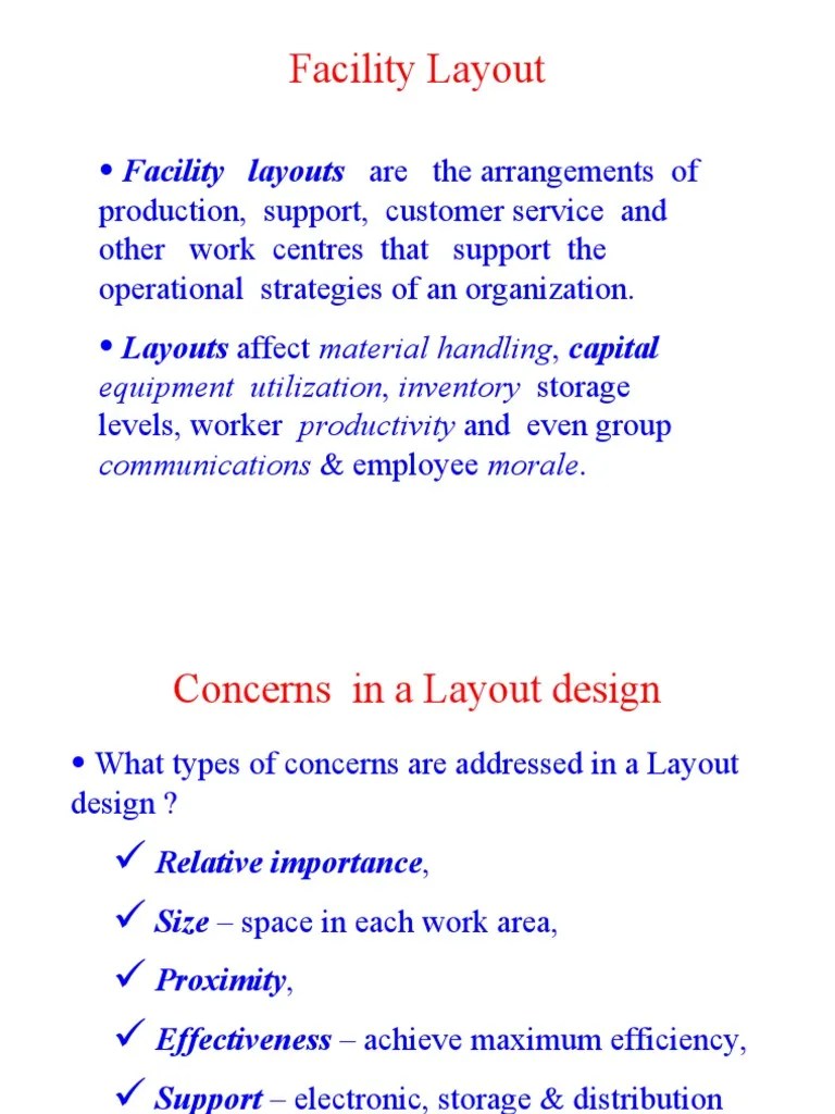 Facility Layout: Facility Layouts Are The Arrangements Of | PDF | Inventory | Production And ...
