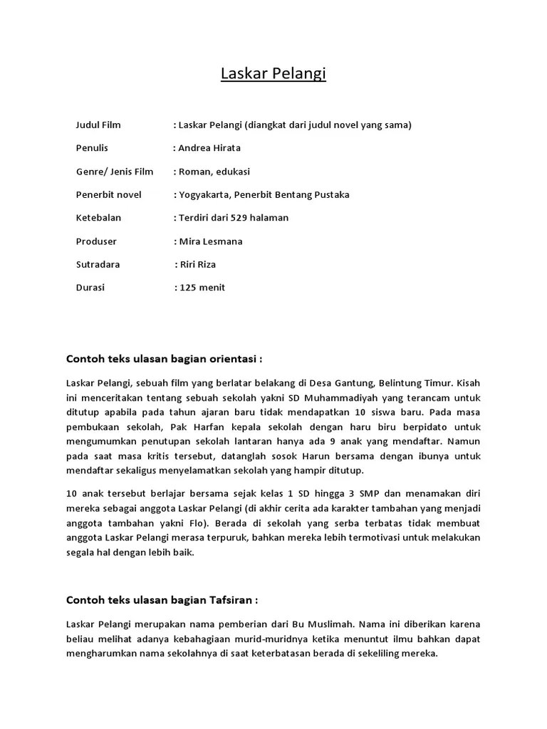 (indonesia) mira lesmana akan buat film laskar pelangi . Laskar Pelangi Pdf