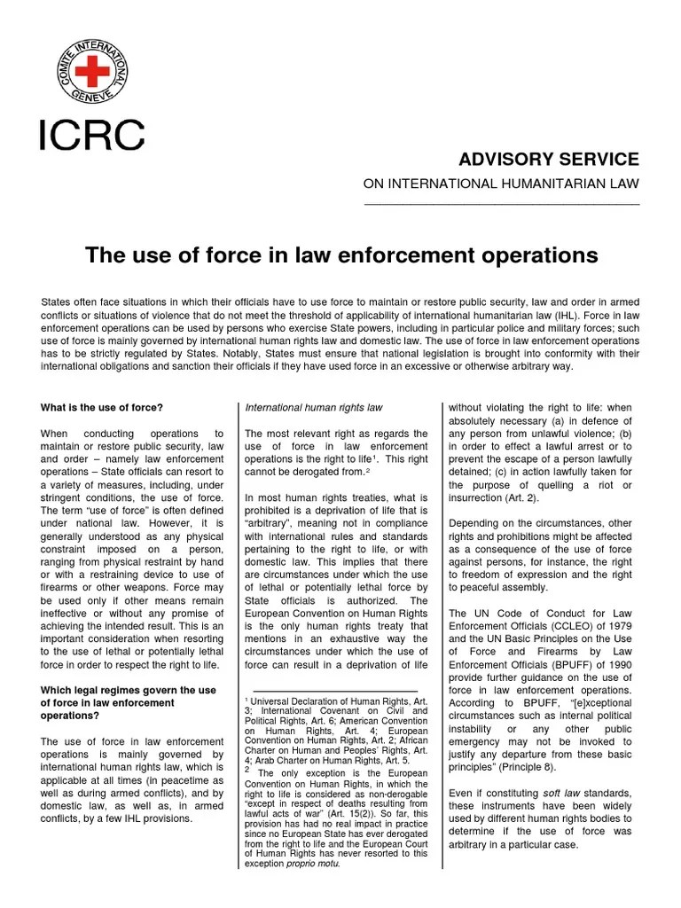 The Use Of Force In Law Enforcement 06.20.2016 | PDF | International ...