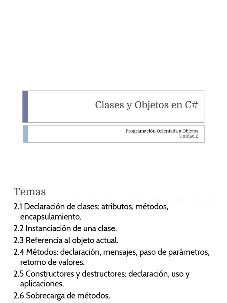 Clases Y Objetos | PDF | Objeto (informática) | Método (programación De ...